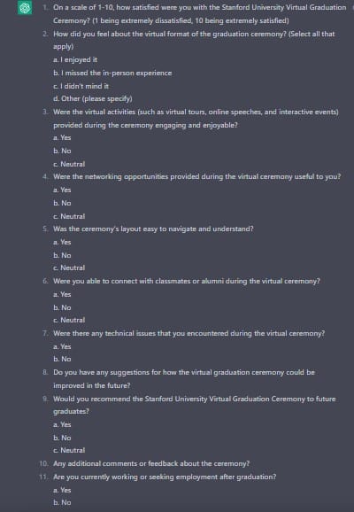 ChatGPT-generated survey
