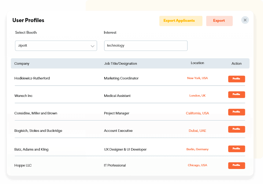 Leads generation with user profile search