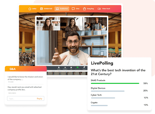 Q&As and live polling feature 