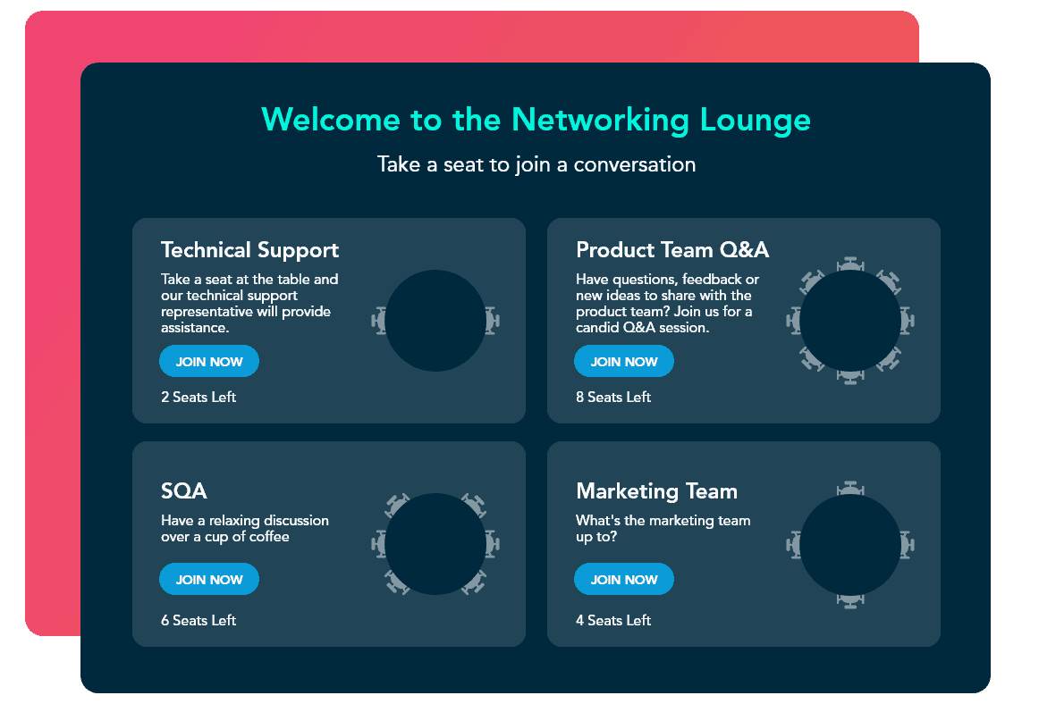 vFairs Roundtable Networking feature in action 