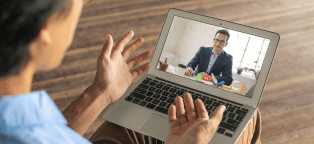 people talking during a virtual job interview