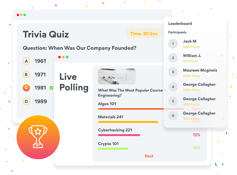 Trivia Quiz created on vFair virtual event management platform